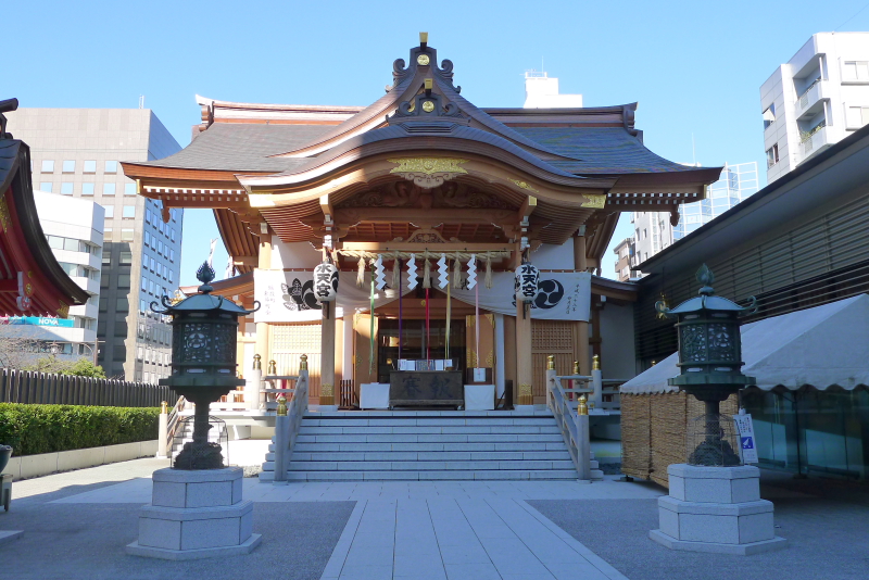 東京都中央区にある水天宮の2016年に建て替えられたばかりの真新しい社殿