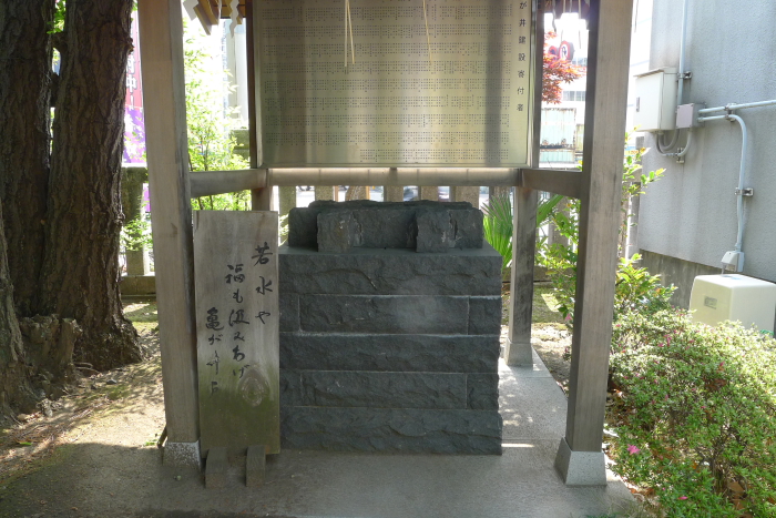 亀戸香取神社の境内にある亀が井戸　亀戸の地名の由来になっている